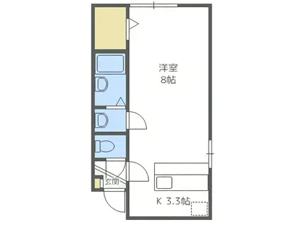 プラザ館A(1K/2階)の間取り写真