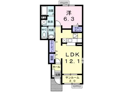 モダンレジデンスET B(1LDK/1階)の間取り写真