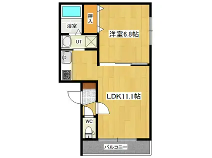 リバティ春光町(1LDK/2階)の間取り写真