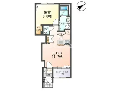 ルミエールII(1LDK/1階)の間取り写真