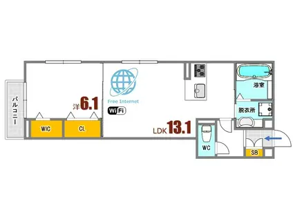 FANTASY SPACE矢野東(1LDK/3階)の間取り写真
