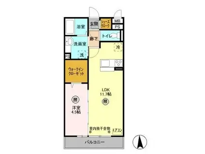 メルヴェーユ三郷中央B(1LDK/3階)の間取り写真