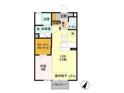 ラウンド ヒル(1LDK/1階)の間取り写真