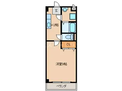 グリーン花水木II(1K/1階)の間取り写真