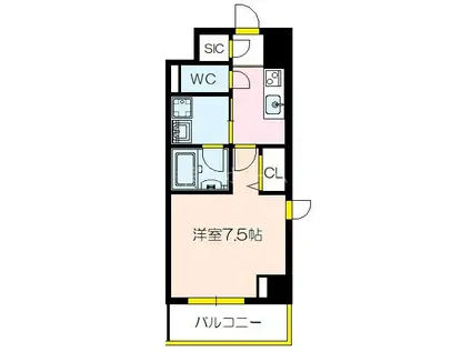 ロイヤルパークヒルズうめきた(1K/2階)の間取り写真