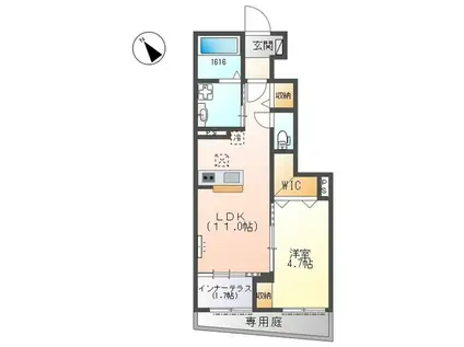 別府町新野辺アパート(1LDK/1階)の間取り写真