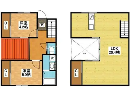 パティオ・コウダA(2LDK/1階)の間取り写真