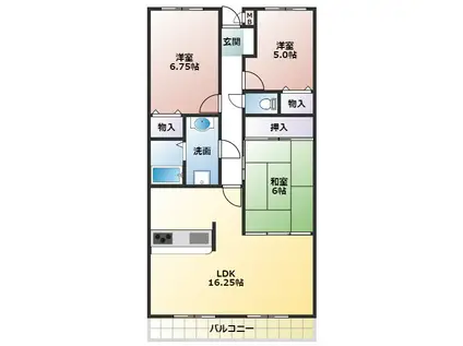 サンロイヤル加古川リバージュIV号館(3LDK/3階)の間取り写真