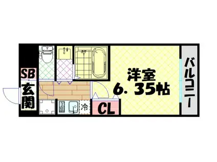 エステムコート難波サウスプレイスVIIIハイド(1K/5階)の間取り写真