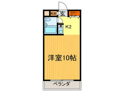川端ハイツ(1K/2階)の間取り写真