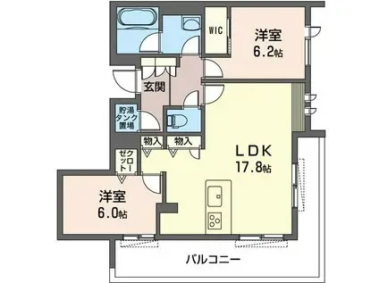 プリエール高尾(2LDK/3階)の間取り写真