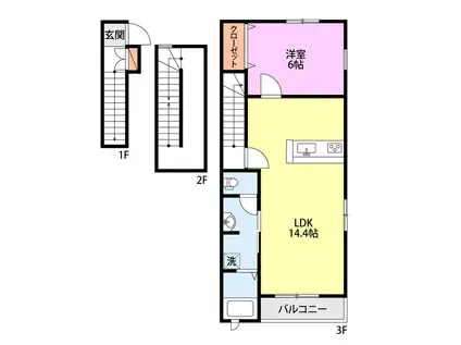 エトピリカ(1LDK/3階)の間取り写真