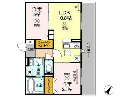 ラ フィオーレ(2LDK/2階)の間取り写真