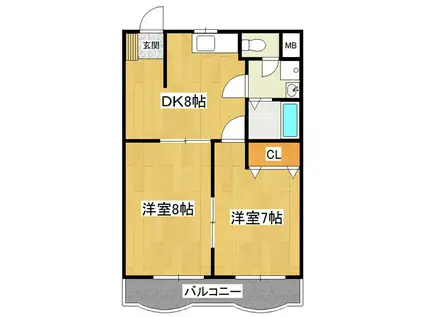 トップアスリートV(2DK/3階)の間取り写真