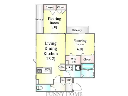 コンフォール成城南(2LDK/2階)の間取り写真