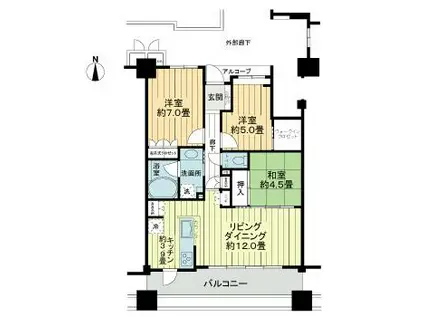 サーパス神明町(3LDK/11階)の間取り写真