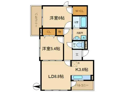 ツイン キューブ N棟(2LDK/3階)の間取り写真