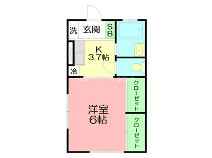 ピアハイツ旭(1K/2階)の間取り写真