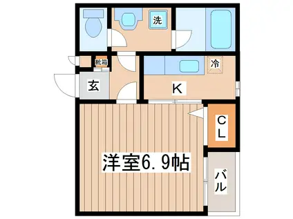 ヘリオス(1K/2階)の間取り写真