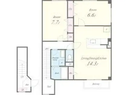 ディアコート(2LDK/2階)の間取り写真