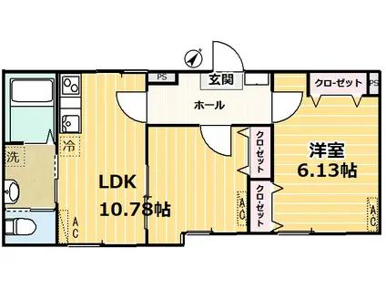 レグレス(1LDK/1階)の間取り写真