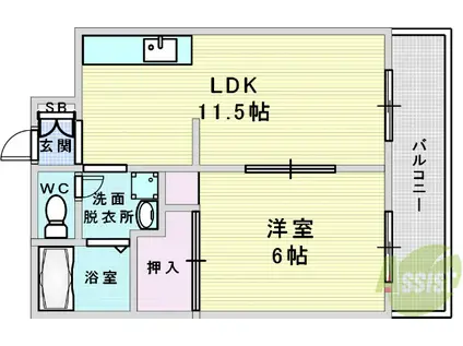 トゥリオーニ豊中南(1LDK/4階)の間取り写真