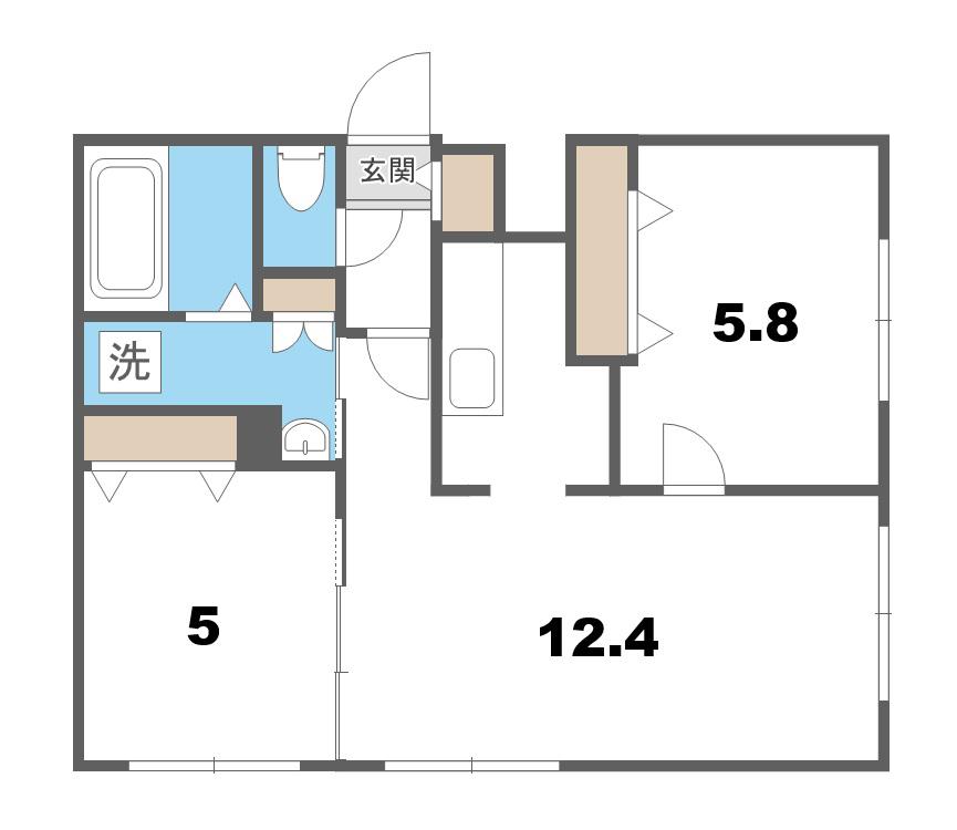 CALM千歳(2LDK/2階)の間取り写真