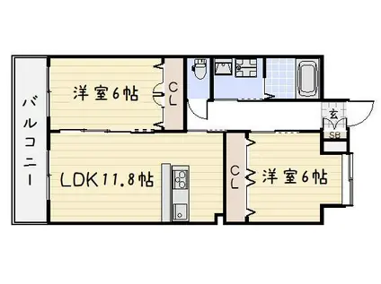 リード大手町(2LDK/10階)の間取り写真