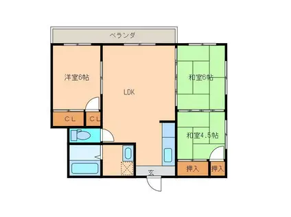 作町ロイヤルマンション(3LDK/3階)の間取り写真