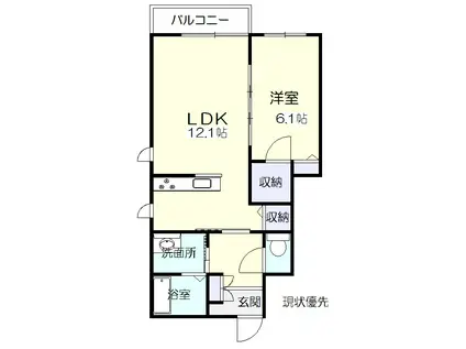 ビエントアヴェニューII(1LDK/1階)の間取り写真