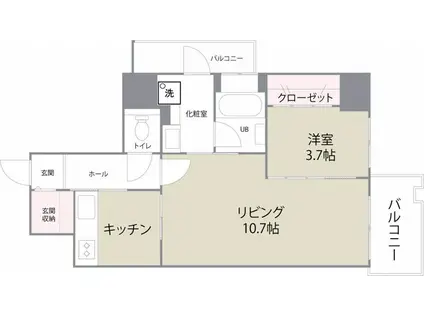 ザ クロスメント(1LDK/8階)の間取り写真