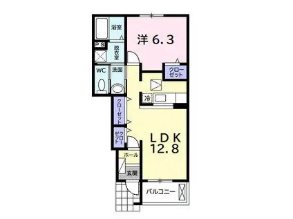 グレイス・ヴィラA(1LDK/1階)の間取り写真