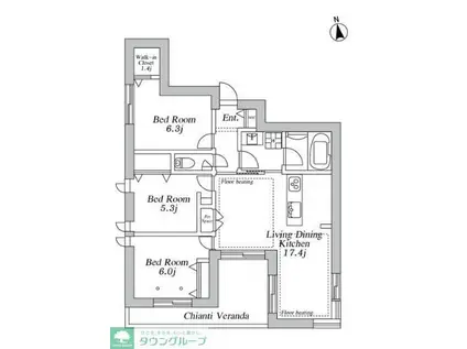 登戸メゾン西棟(3LDK/4階)の間取り写真