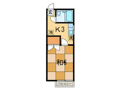 ハイツ上用賀 1(1K/2階)の間取り写真
