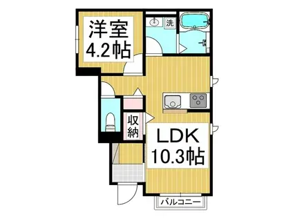 ウエスト・N・VALLEY(1LDK/1階)の間取り写真