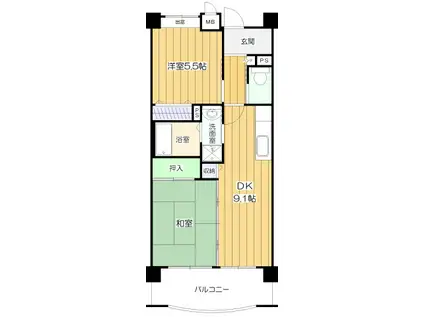 アメニティコート芦屋春日 南棟(2DK/3階)の間取り写真