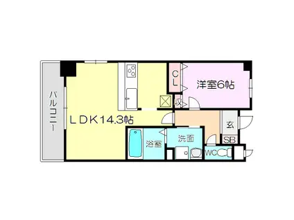 セノアタワー新大阪(1LDK/9階)の間取り写真