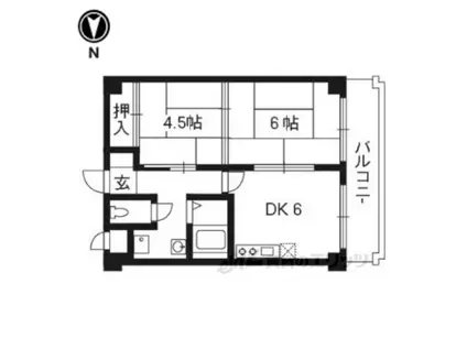 レジデンスオークラ(2DK/5階)の間取り写真