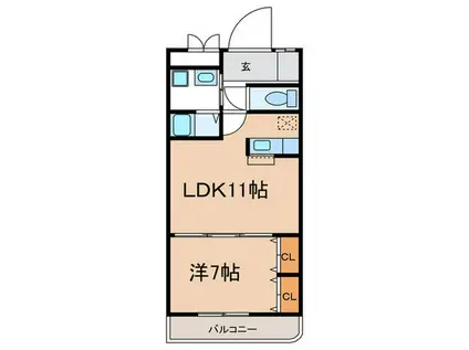 エルロード住吉7号館(1LDK/4階)の間取り写真