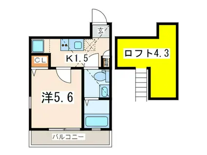 プリムローズヒル弘明寺(1K/2階)の間取り写真