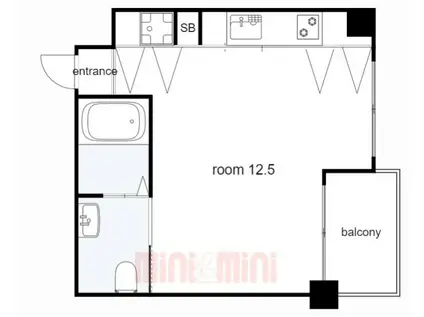 エスキュート魚崎(ワンルーム/4階)の間取り写真