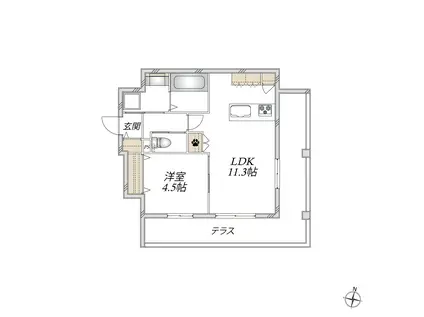 メルベーユ都筑(1LDK/1階)の間取り写真