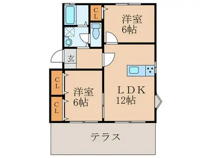 エスポワールホリI(2LDK/1階)の間取り写真