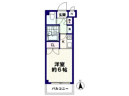 ブリランテ和田(ワンルーム/1階)の間取り写真