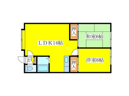 第15大成コーポ(2LDK/2階)の間取り写真