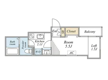 ラ・ソラリス(1K/2階)の間取り写真