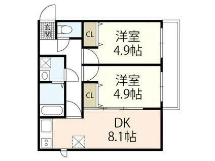 メゾンドルポ吉見園(2LDK/1階)の間取り写真
