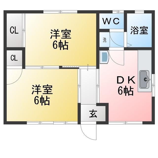グリーン戸崎(2DK/1階)の間取り写真