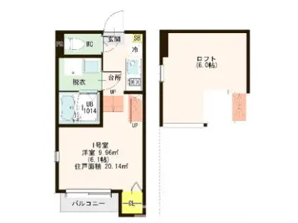 フレイス二軒茶屋(1K/2階)の間取り写真