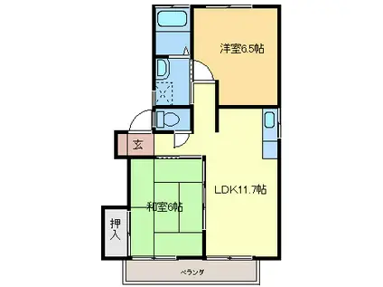 フィオーレ花町D棟(2LDK/2階)の間取り写真